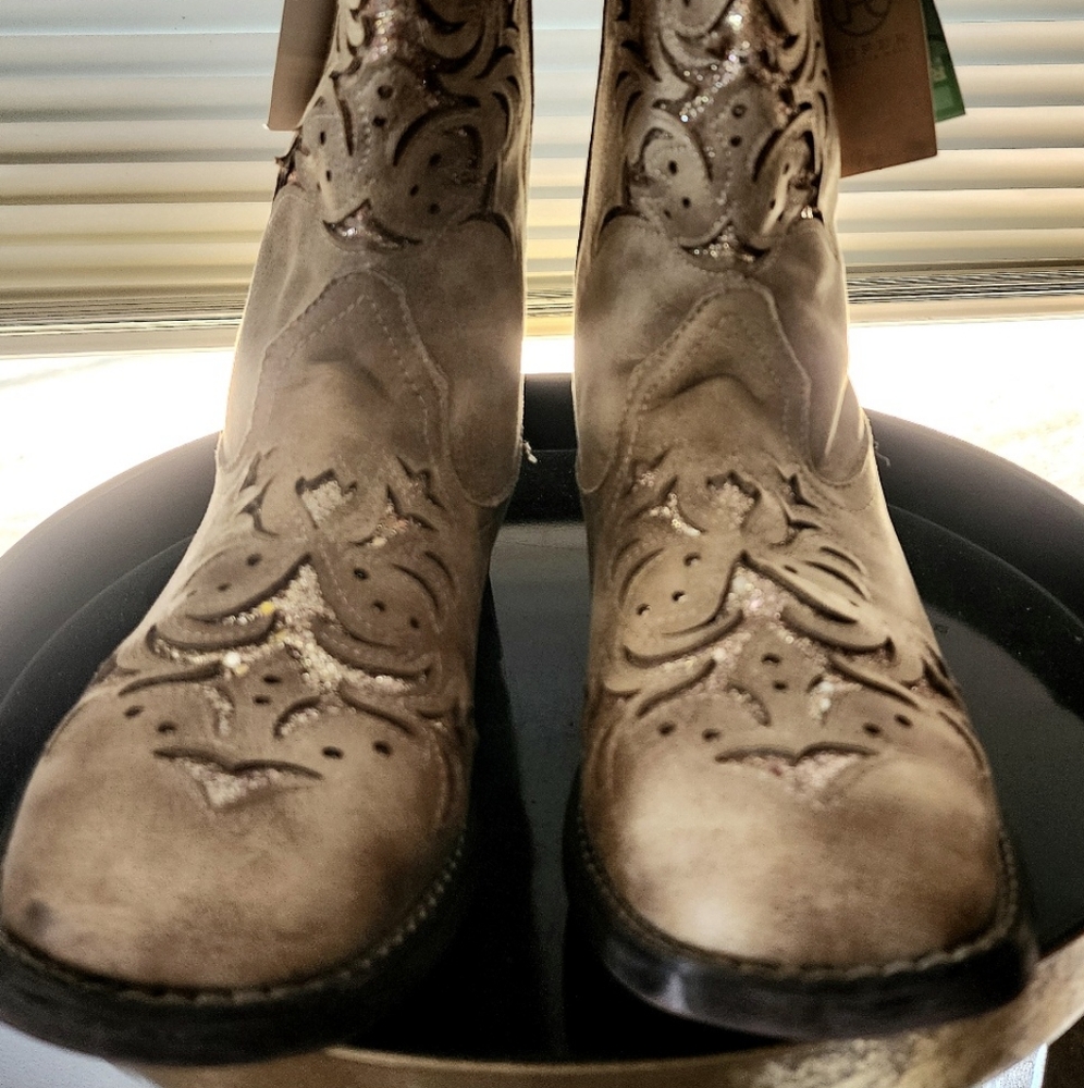 Roper Tan Western Boots with Glitter Details